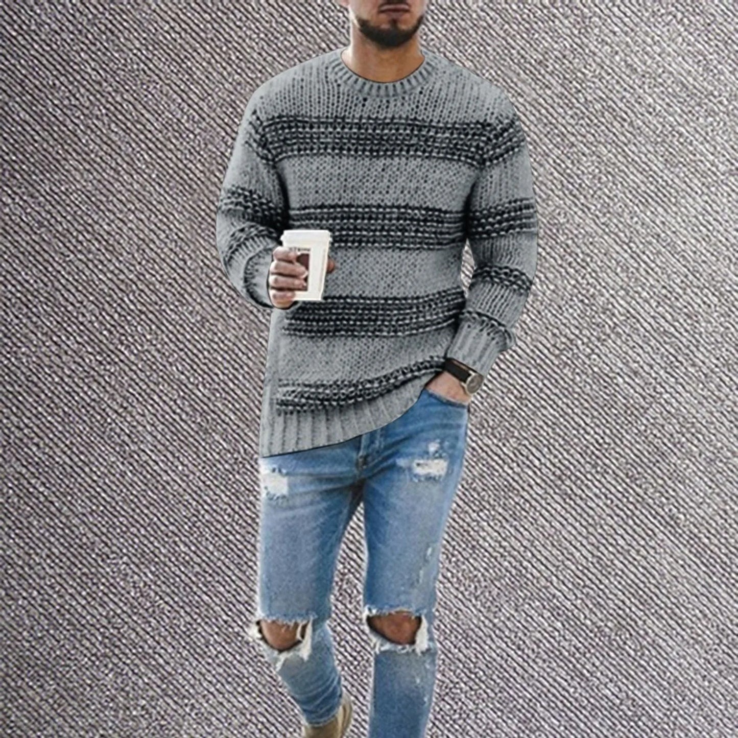 Men's knitted striped sweater