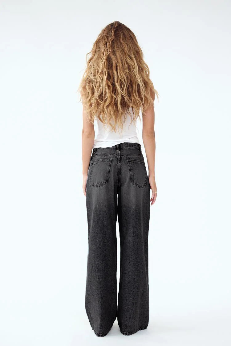 Women’s Wide-Leg Jeans – Relaxed Fit – Full Length Denim – Five-Pocket Casual Style