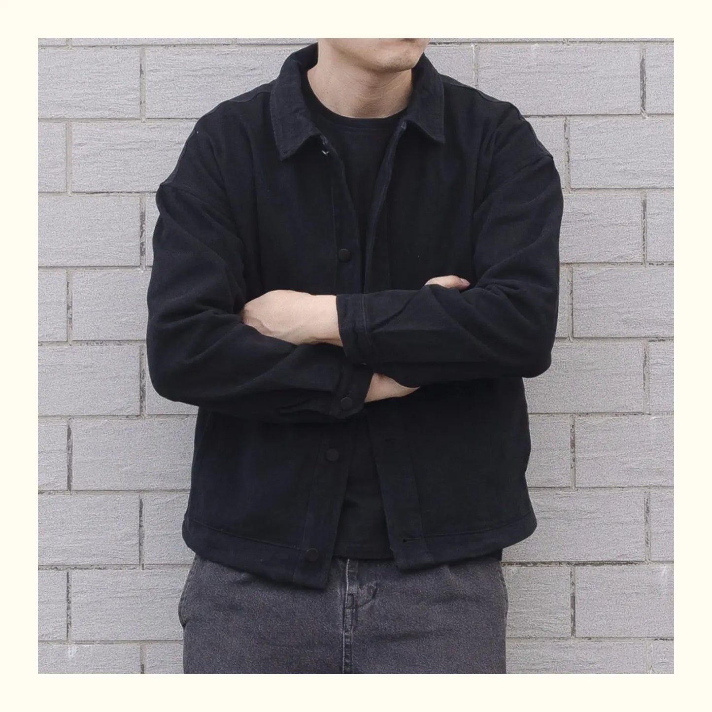 Men’s Denim Jacket – Relaxed Fit – Button Front – Turn-Down Collar – Casual Wear
