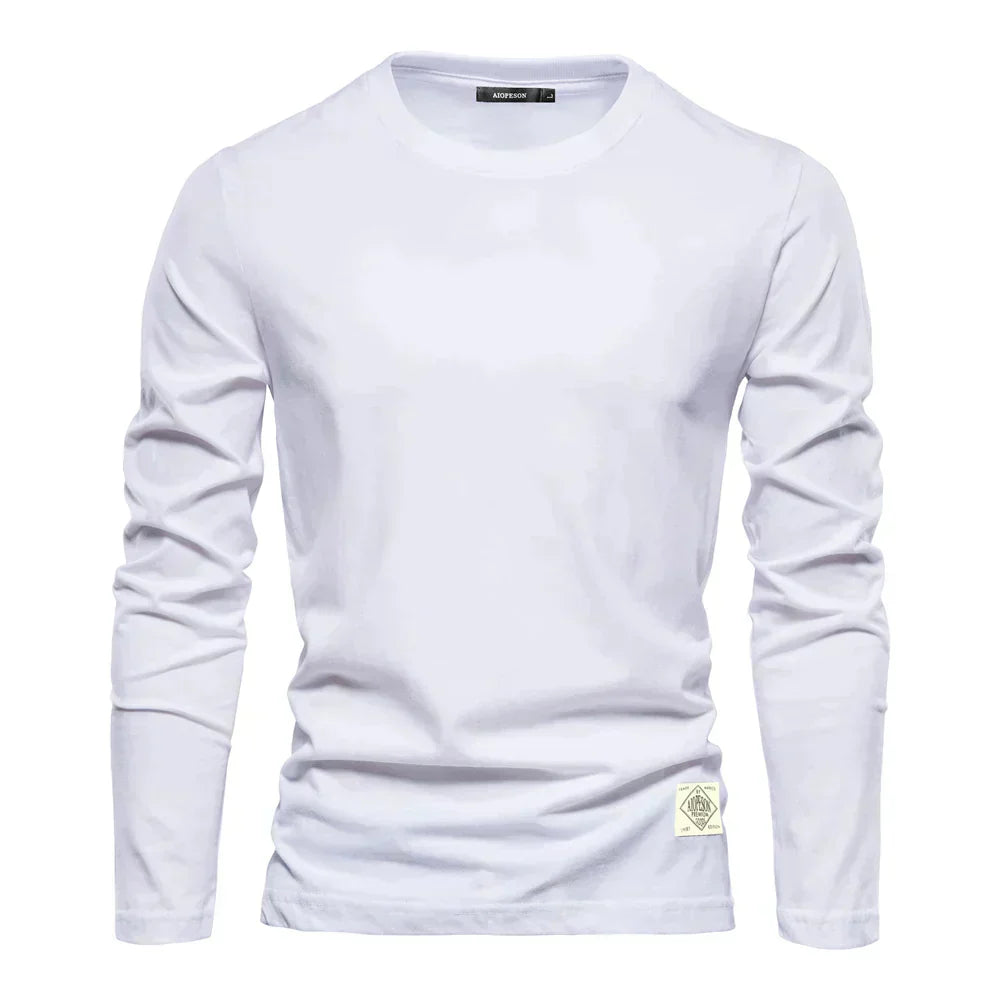 Long-sleeve casual crewneck tee for men