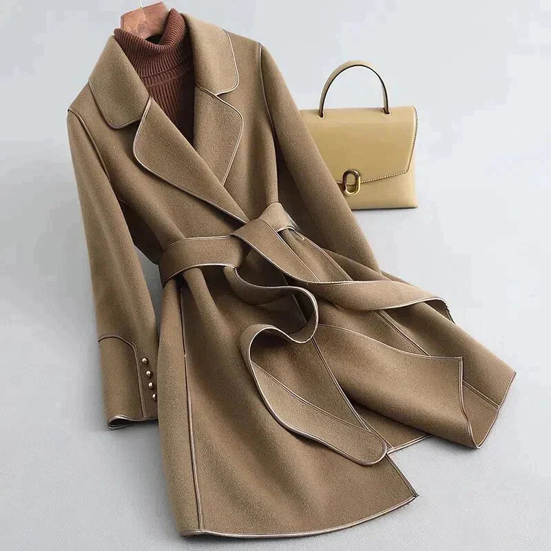 Women’s Trench Coat – Tailored Fit – Belted Waist – Luxury Fabric – Mid Length