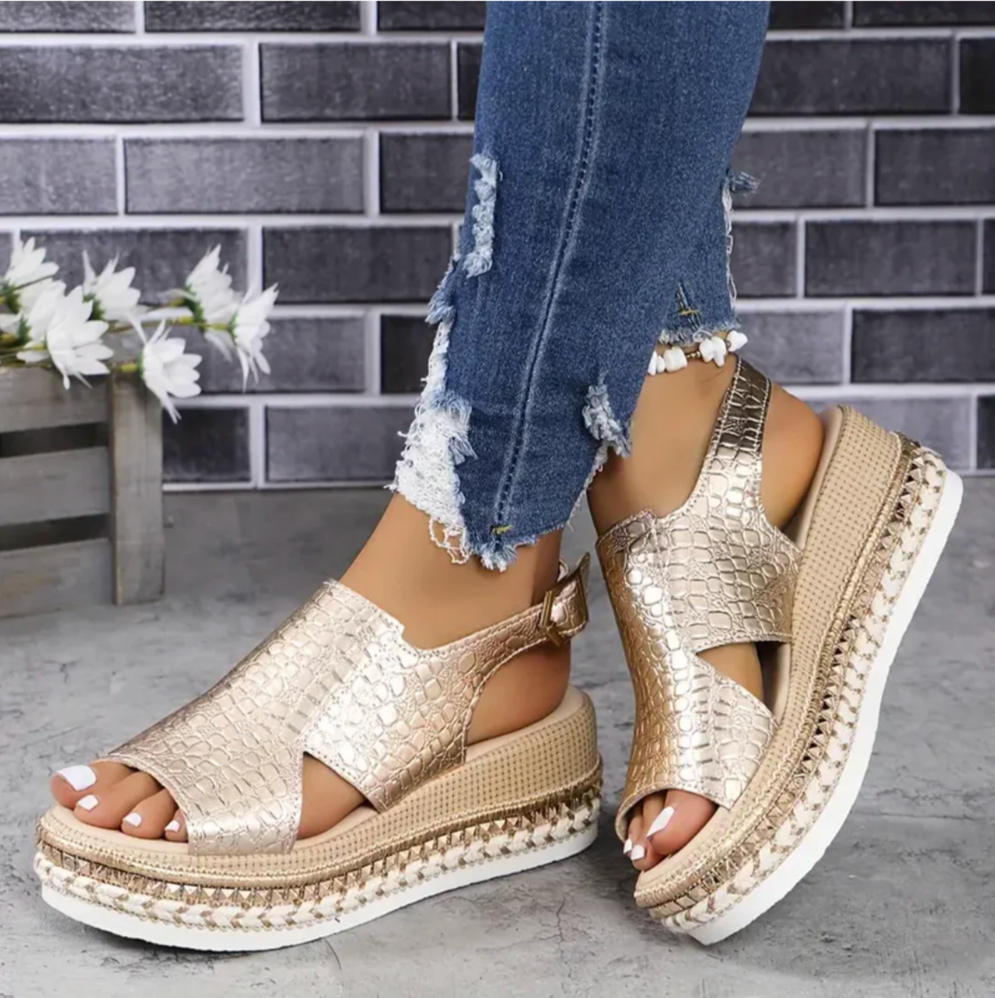 Women’s Platform Sandals – Orthopedic Support – Slingback Strap