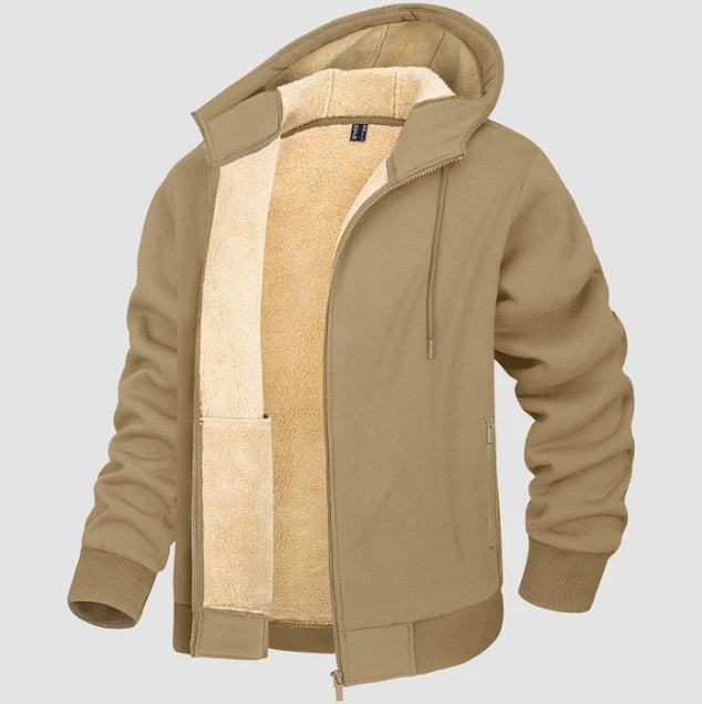 Men’s Hoodie Jacket – Sherpa Lined – Regular Fit – Full Zip – Ribbed Cuffs & Hem