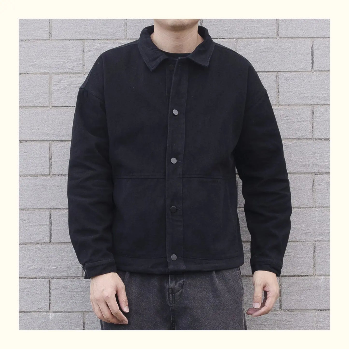 Men’s Denim Jacket – Relaxed Fit – Button Front – Turn-Down Collar – Casual Wear