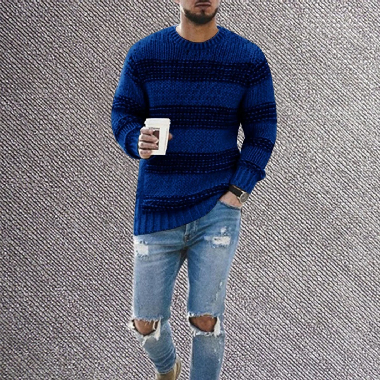 Men's knitted striped sweater