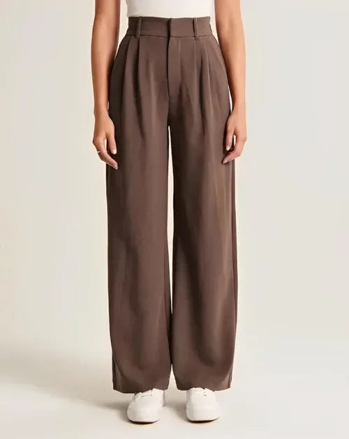 Women’s Wide-Leg Trousers – Tailored Fit – High Waist – Pleated Front – Full Length