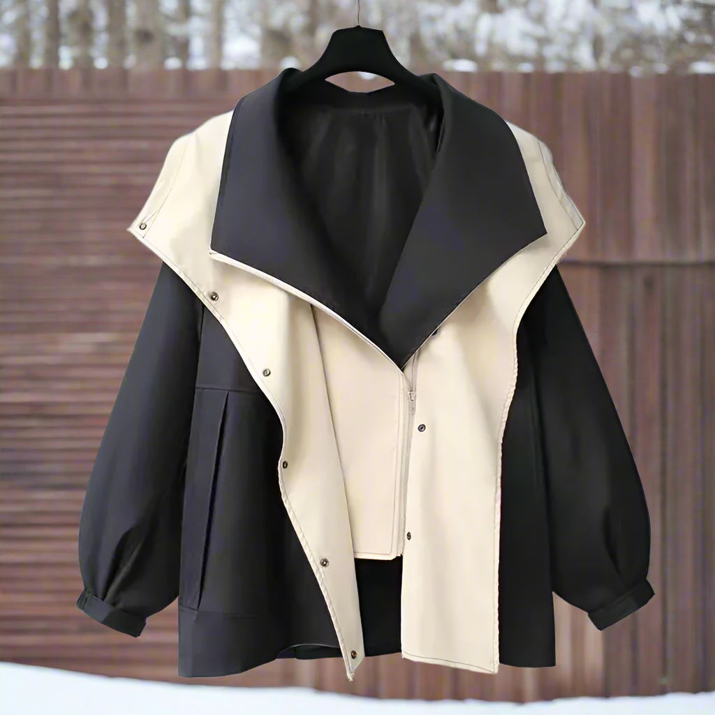 Women’s Oversized Jacket – Soft Fabric – Hidden Closure – Adjustable Sleeves – Large Pockets