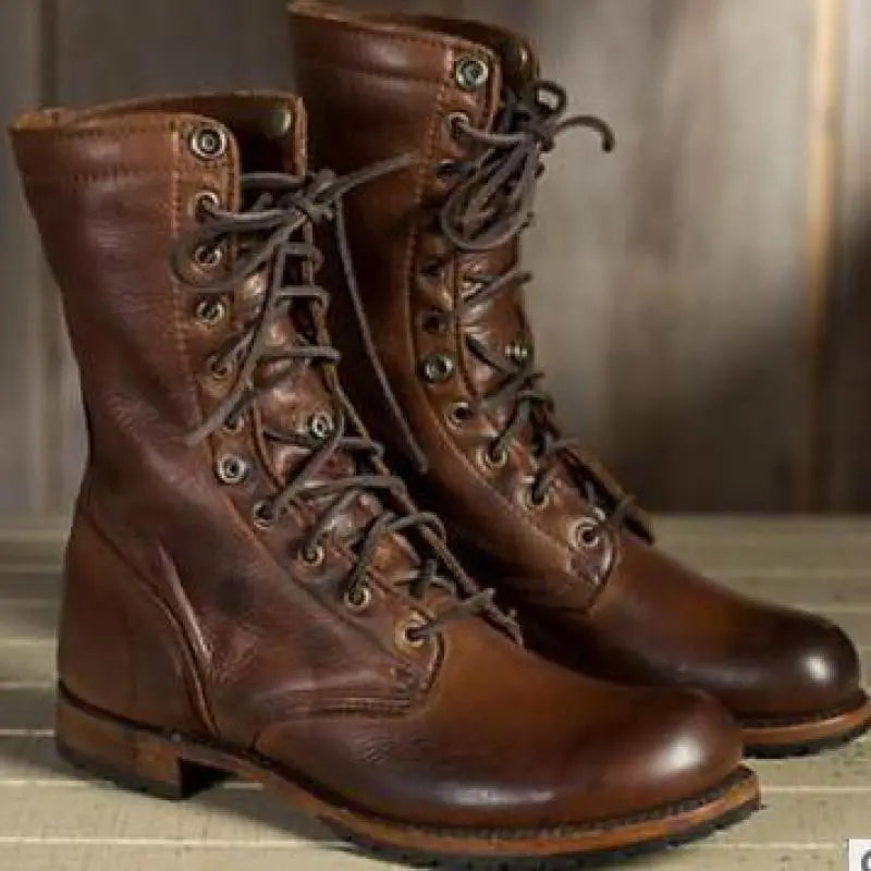 Women’s Ankle Boots – Leather – Lace-Up – Durable Sole – Outdoor Casual Wear