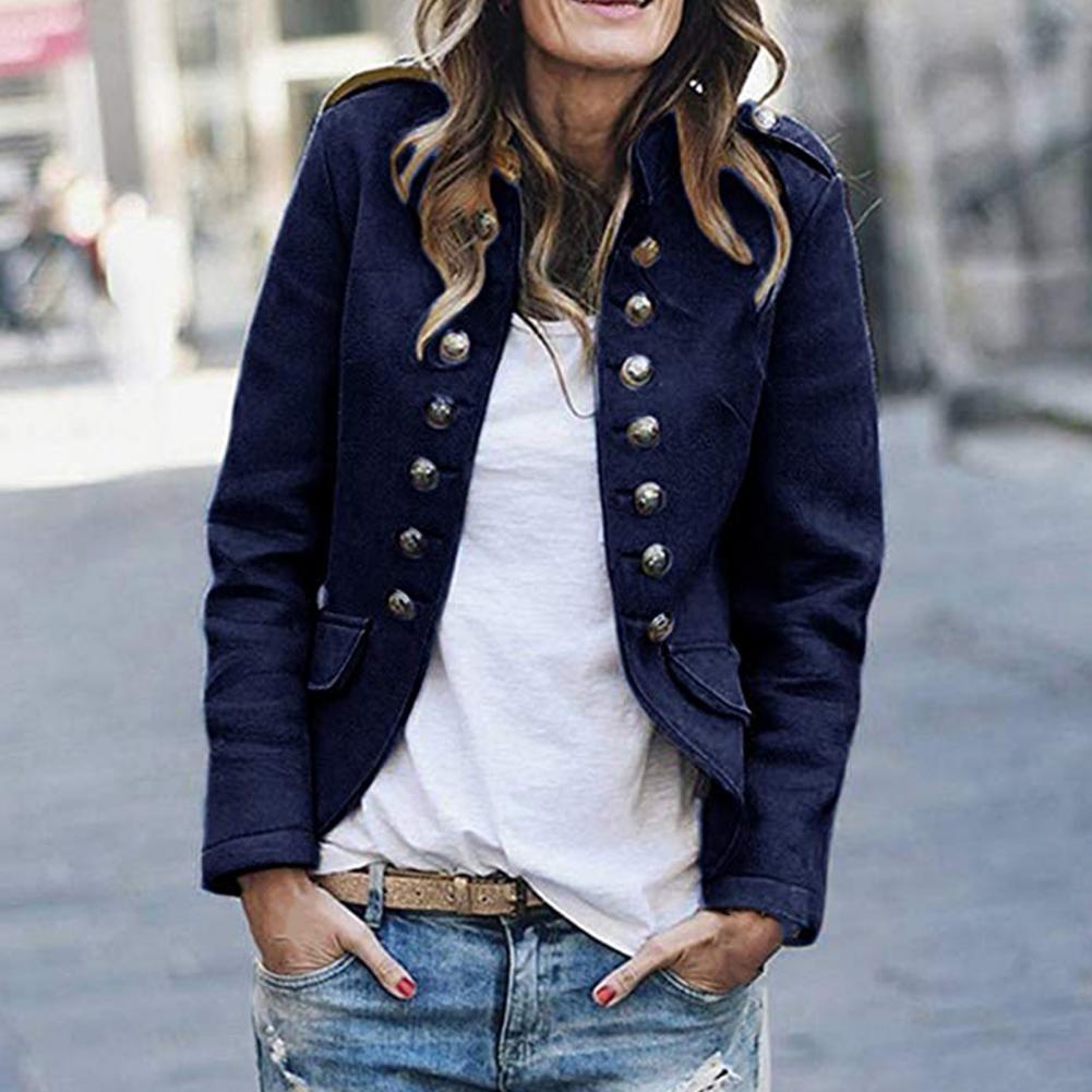 Women’s Blazer – Tailored Fit – Stand Collar – Decorative Buttons – Structured Silhouette