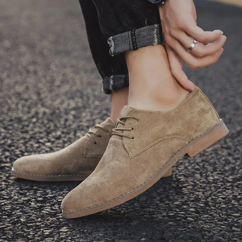 Men’s Business Shoes – Sleek Fit – Suede-Like Texture – Closed Lace-Up Formal Style