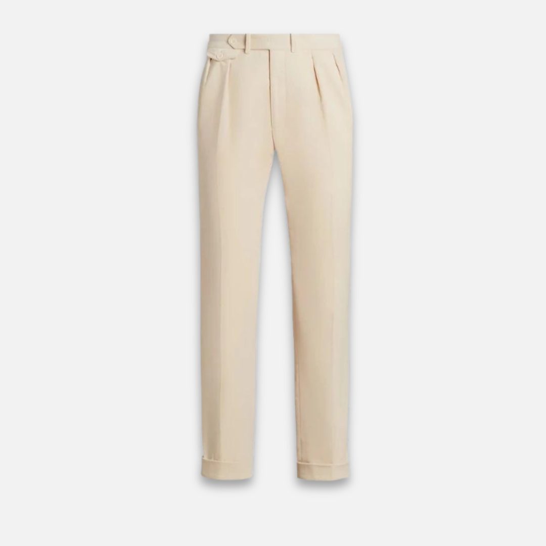 Men’s Tailored Trousers – Wool Blend – Straight Fit – Single Pleat – Adjustable Waist