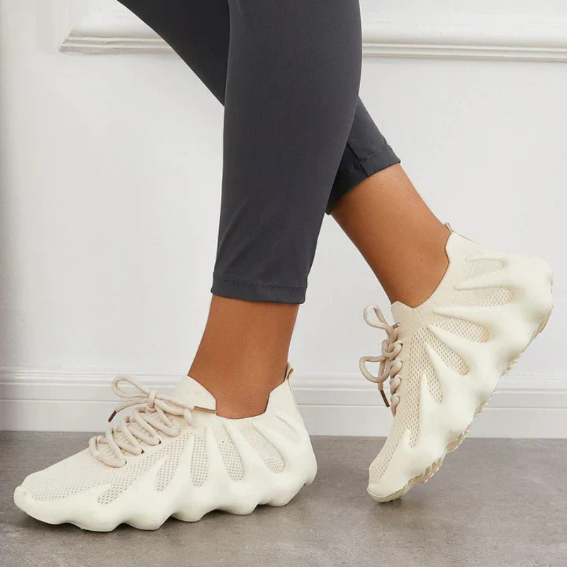 Women’s Sneakers - Breathable Mesh - Cushioned Sole - Lace-Up Lightweight Design