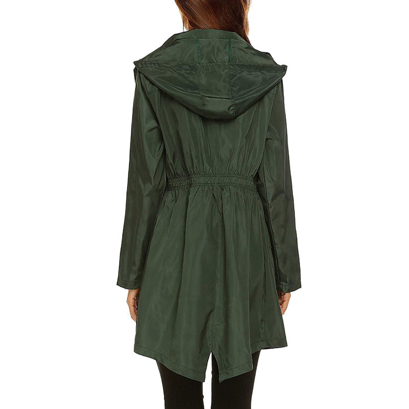 Women’s Raincoat – Water-Resistant – Lightweight Packable – Cinched Waist Fit