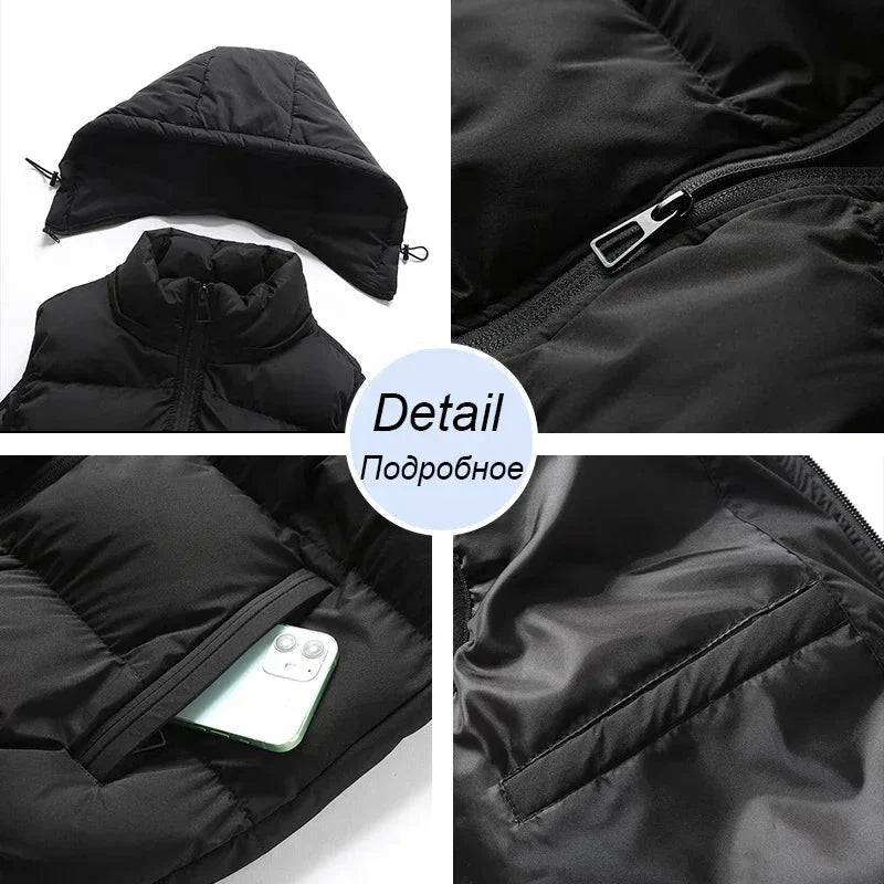 Warm Sleeveless Jacket | Stylish Winter Coat with Detachable Hood