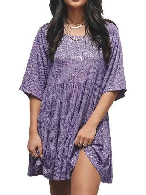 Women's Oversized Sequin Mini Dress