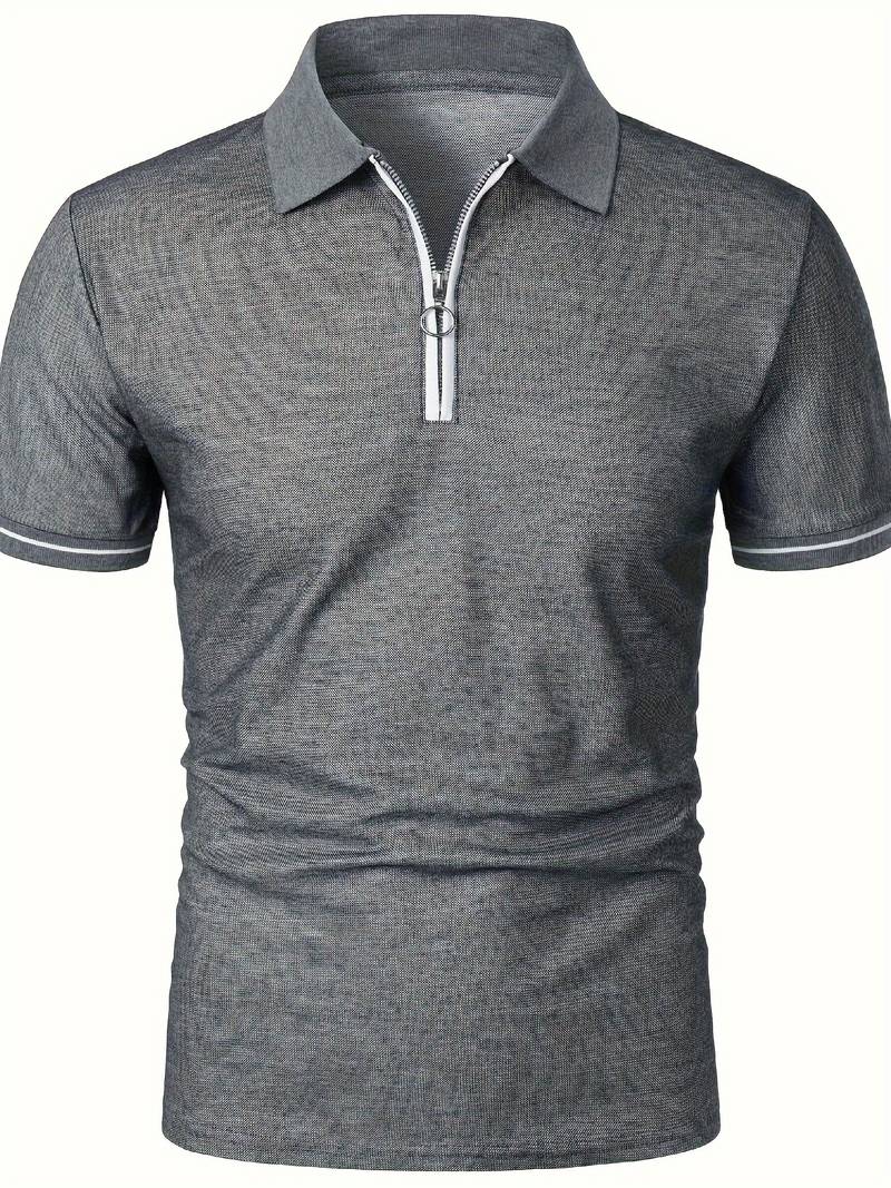 Men’s Polo Shirt – Slim Fit – Short Sleeve – Quarter Zip – Stylish Contrast Detail