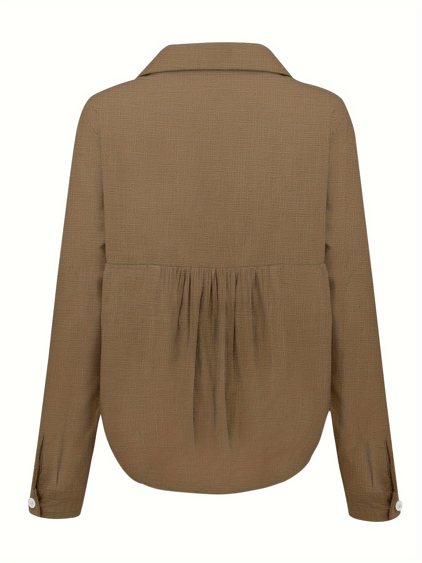 Women's Button-Up Shirt - Lightweight Cotton Blend - Long Sleeve Relaxed Fit - Casual Wear