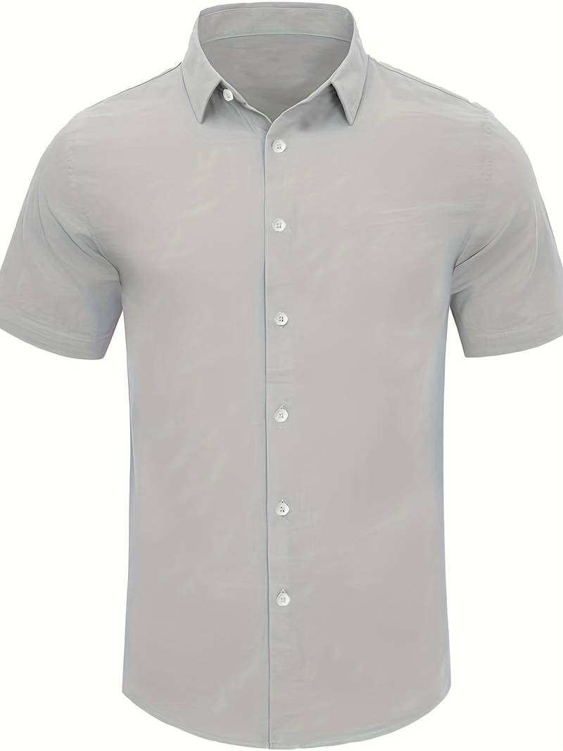 Men’s Short-Sleeve Button-Up Shirt - Classic Collar - Lightweight Relaxed Fit