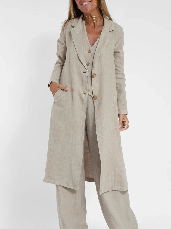 Women's Tailored Vest - Lightweight Linen - Fitted Buttoned Front - Versatile Formal & Casual