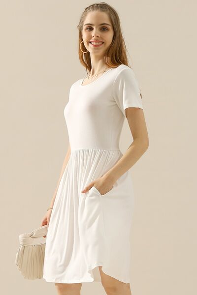 Women's A-Line Dress - Short Sleeve - Crew Neck - Flattering Fit - Casual Everyday Wear
