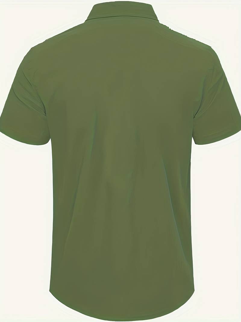 Men’s Short-Sleeve Button-Up Shirt - Classic Collar - Lightweight Relaxed Fit