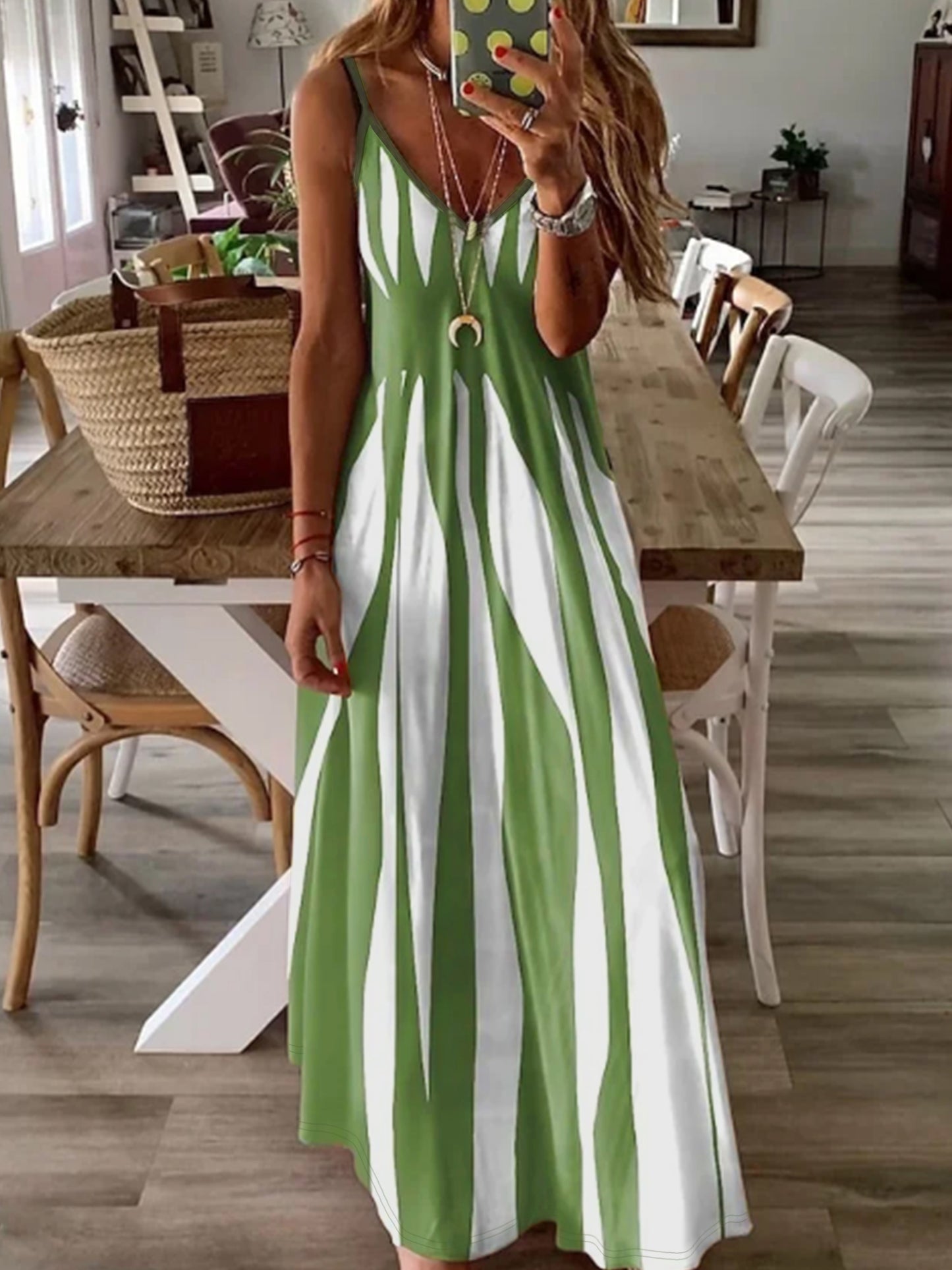Women’s Maxi Dress – Sleeveless V-Neck – Relaxed Fit – Lightweight Casual Wear