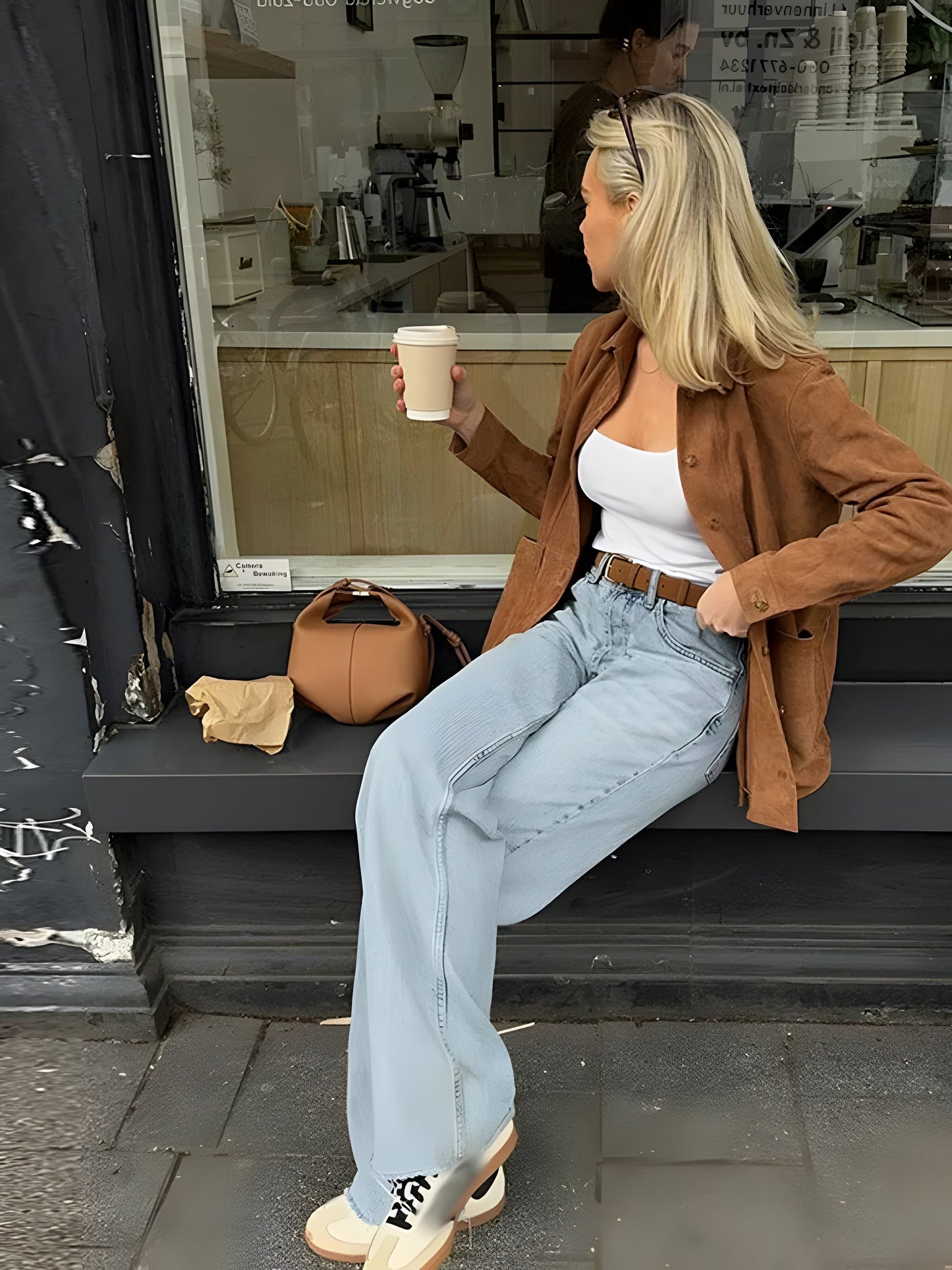 Women’s Oversized Jacket – Relaxed Fit – Button Front – Mid-Length Coverage
