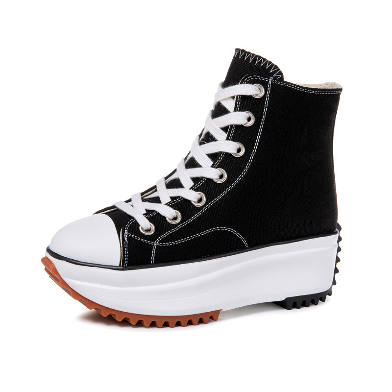 Women's canvas shoes with a thick sole