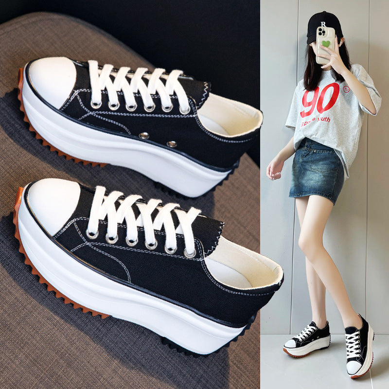 Women's canvas shoes with a thick sole