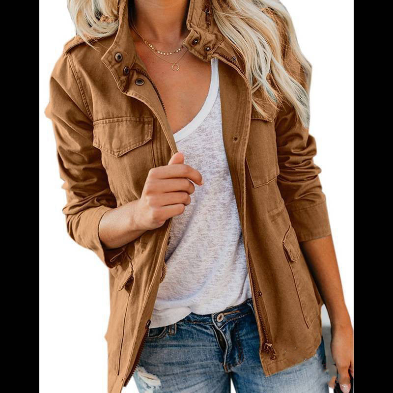 Women’s Utility Jacket – Cotton Feel – Regular Fit – Zip Button Closure – Four Pocket