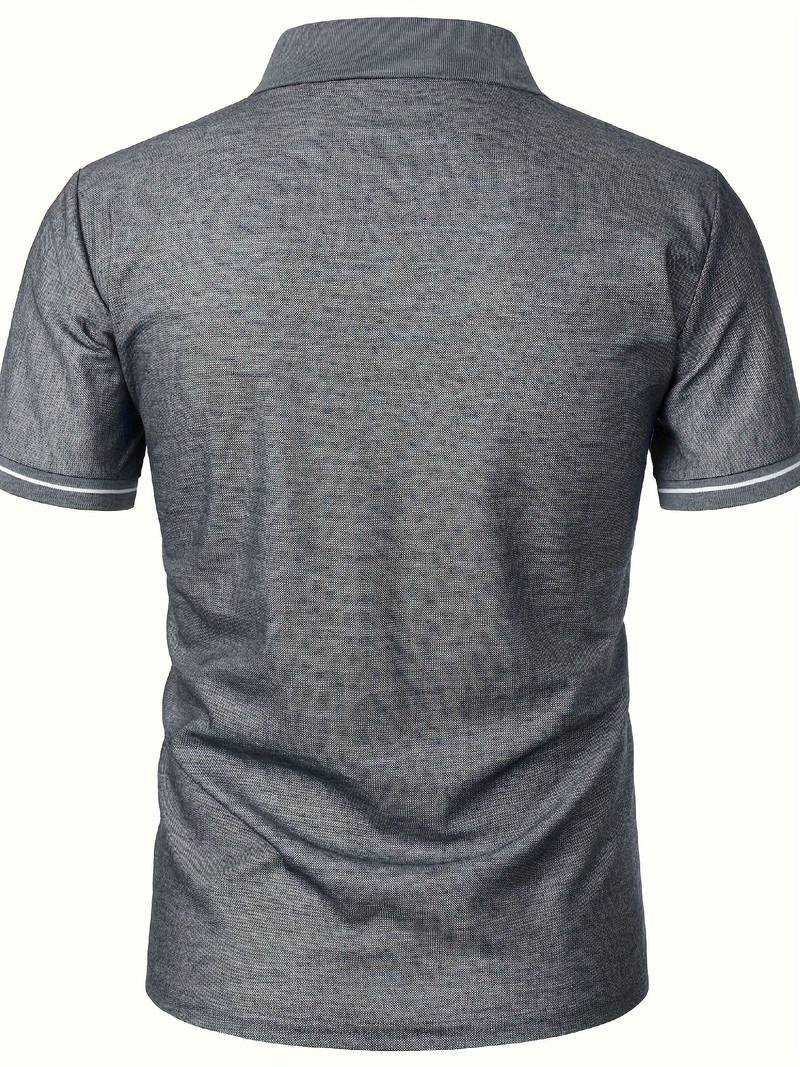 Men’s Polo Shirt – Slim Fit – Short Sleeve – Quarter Zip – Stylish Contrast Detail