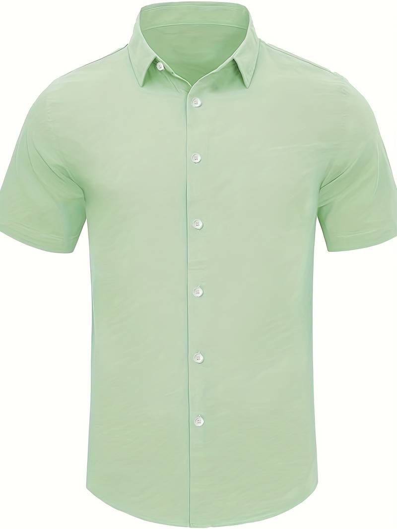 Men’s Short-Sleeve Button-Up Shirt - Classic Collar - Lightweight Relaxed Fit