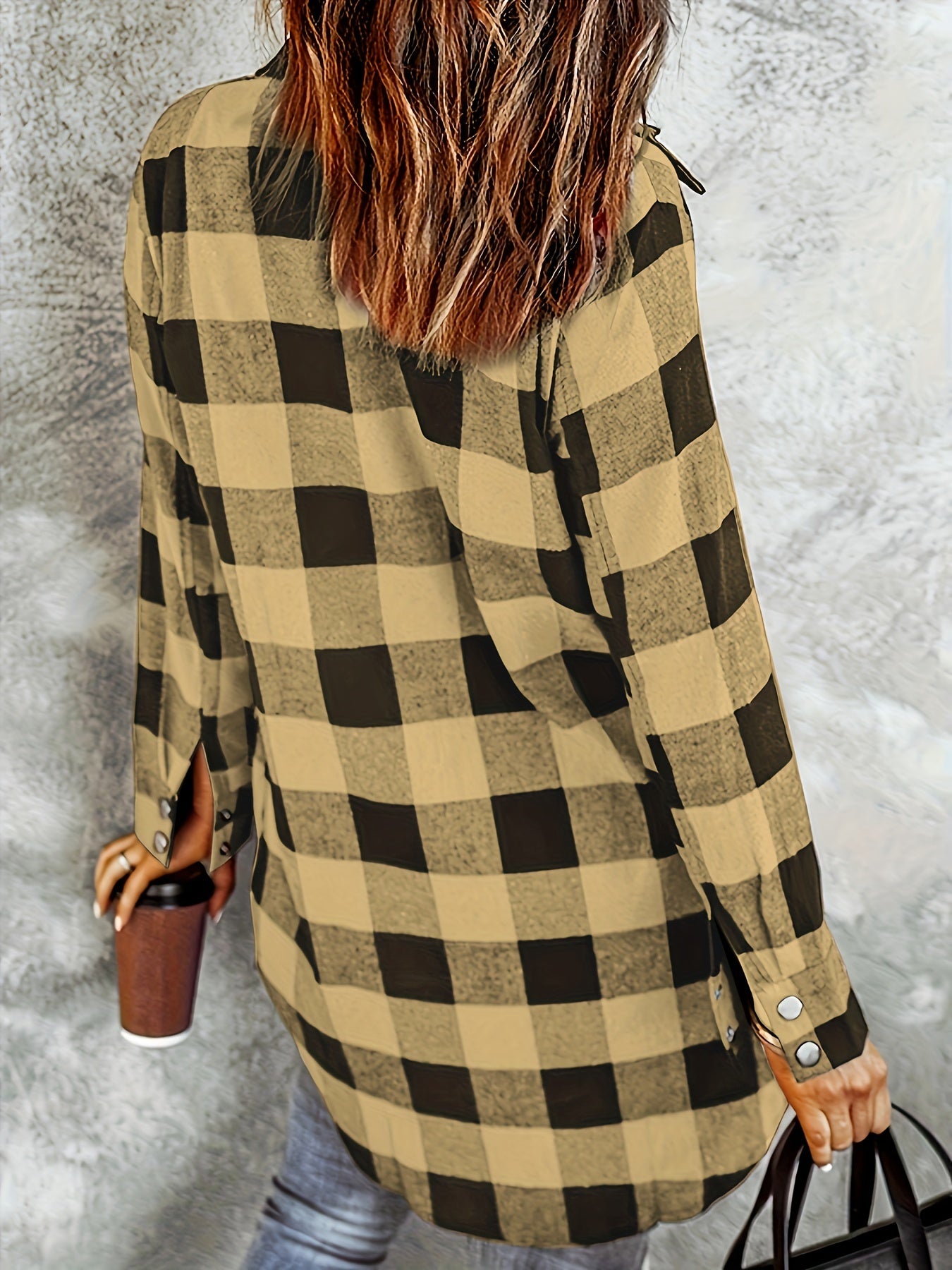 Women's Plaid Shirt - Long Sleeve Button-Up - Relaxed Fit - Soft Woven Fabric