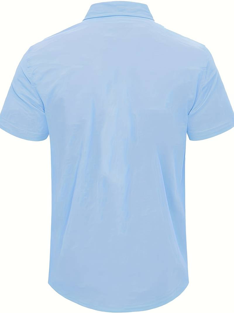 Men’s Short-Sleeve Button-Up Shirt - Classic Collar - Lightweight Relaxed Fit