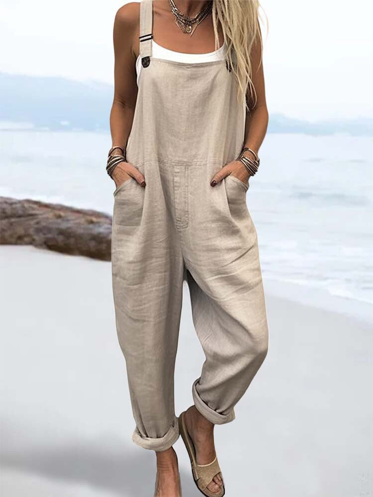 Women’s Overall Jumpsuit – Relaxed Fit – Breathable Blend – Adjustable Straps – Full Length