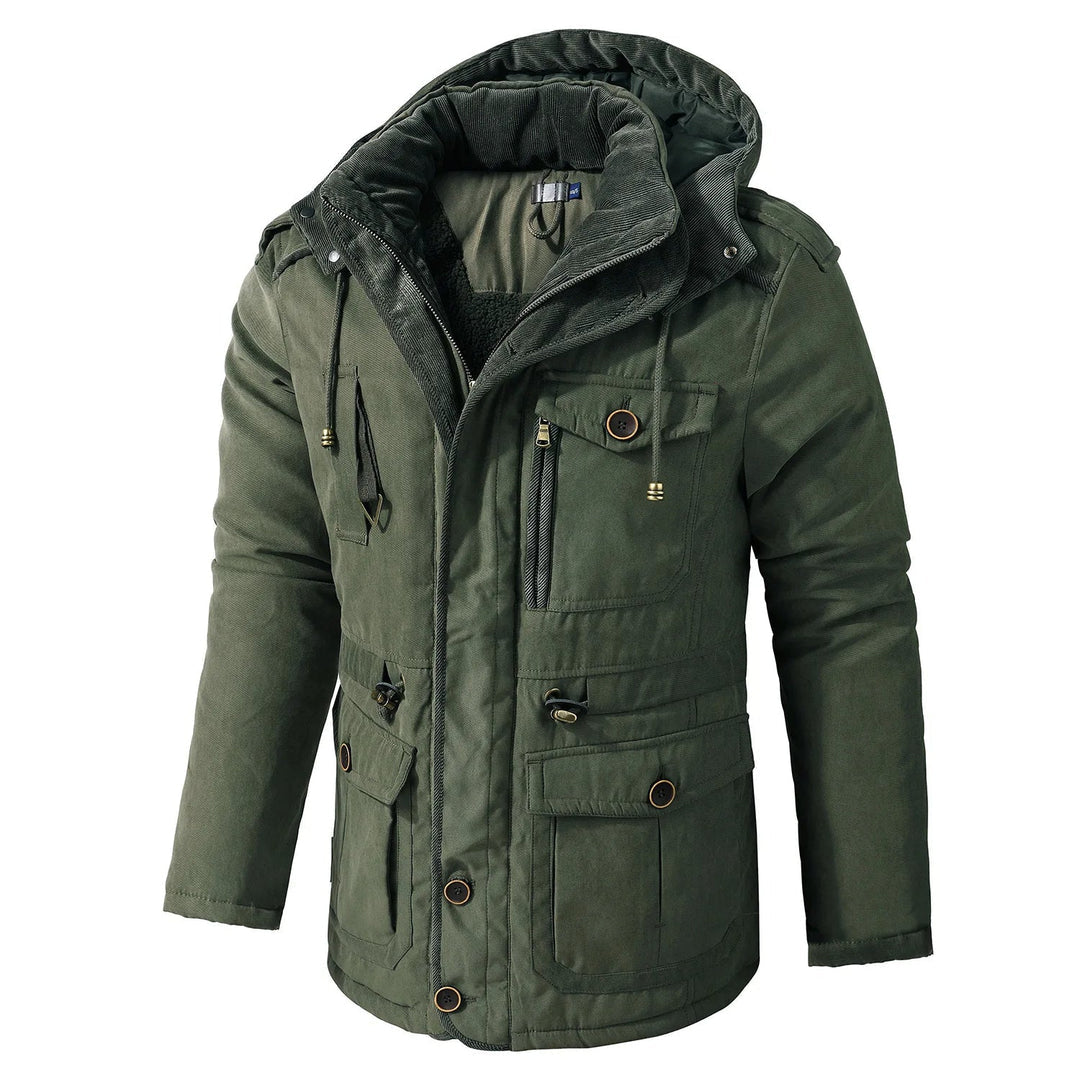 Men’s Utility Jacket – Weather-Resistant – Hooded – Multi-Pocket – Windproof Outerwear