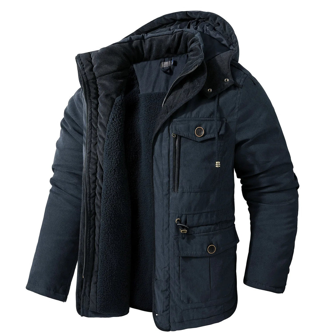 Men’s Utility Jacket – Weather-Resistant – Hooded – Multi-Pocket – Windproof Outerwear