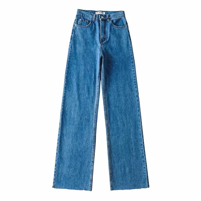 Women’s Wide-Leg Trousers – Relaxed Fit – Cotton Blend – Full Length – Front Pockets