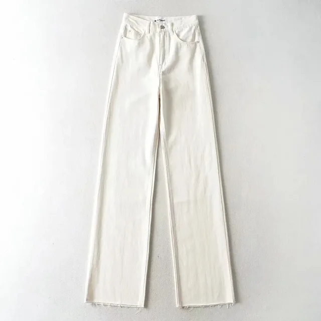 Women’s Wide-Leg Trousers – Relaxed Fit – Cotton Blend – Full Length – Front Pockets