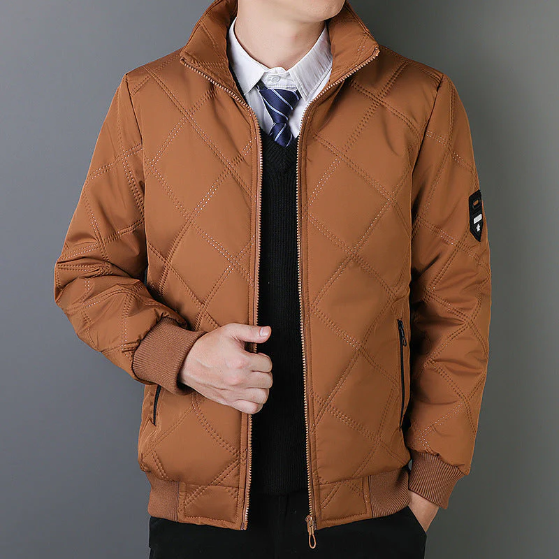 Men’s Quilted Jacket – Regular Fit – Insulated – Stand Collar – Zipper Pockets – Ribbed Cuffs