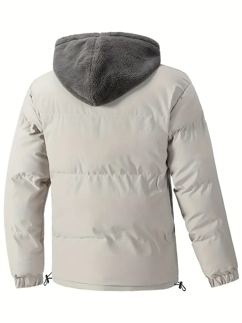 Men’s Fleece-Lined Winter Jacket – Insulated Puffer Coat with Hood, Water-Resistant