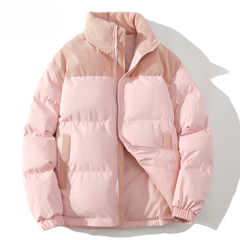 Men’s Puffer Jacket – Quilted Insulation – Corduroy Yoke – Relaxed Fit – Zip Front