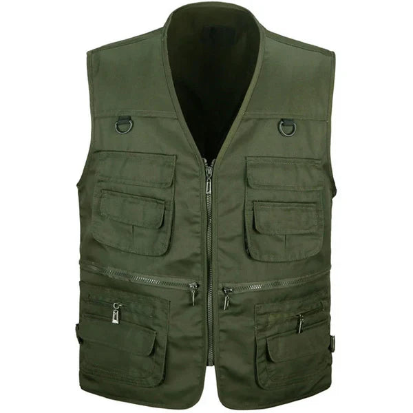 Men’s Utility Vest – Cotton – Regular Fit – Multi-Pocket – Zip Front – Outdoor Wear