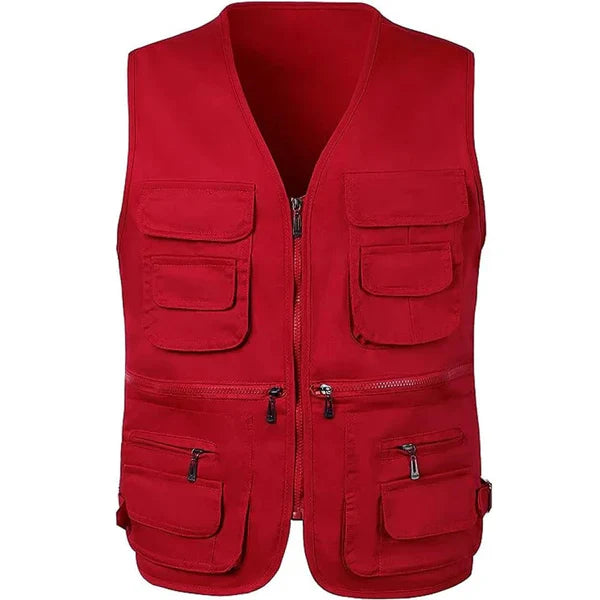 Men’s Utility Vest – Cotton – Regular Fit – Multi-Pocket – Zip Front – Outdoor Wear