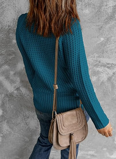 Women’s Sweatshirt – Relaxed Fit – Chunky Knit – Asymmetrical Wrap with Button Detail