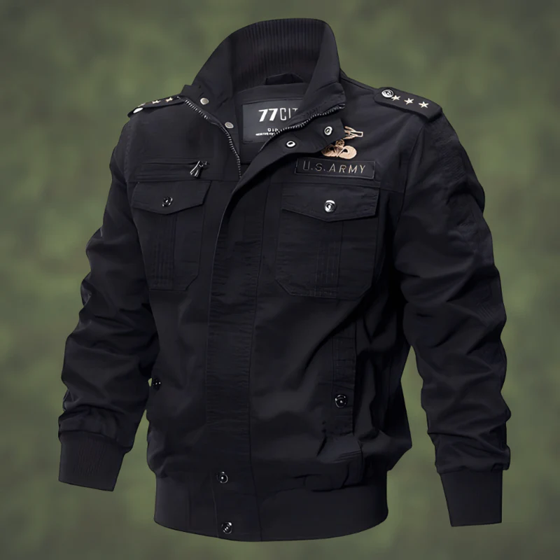 Men’s Bomber Jacket – Regular Fit – Ribbed Trim – Utility Pockets – Military Style