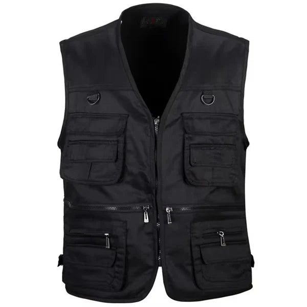 Men’s Utility Vest – Cotton – Regular Fit – Multi-Pocket – Zip Front – Outdoor Wear