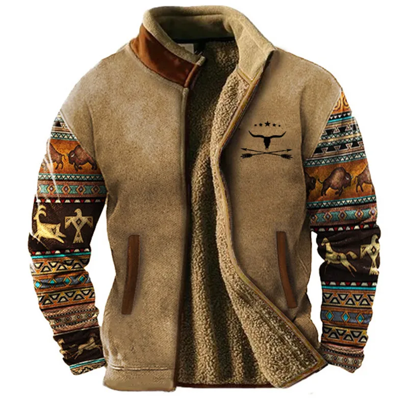 Men’s Jacket – Relaxed Fit – Sherpa Lined – Full Zip – Stand Collar – Two-Tone Design
