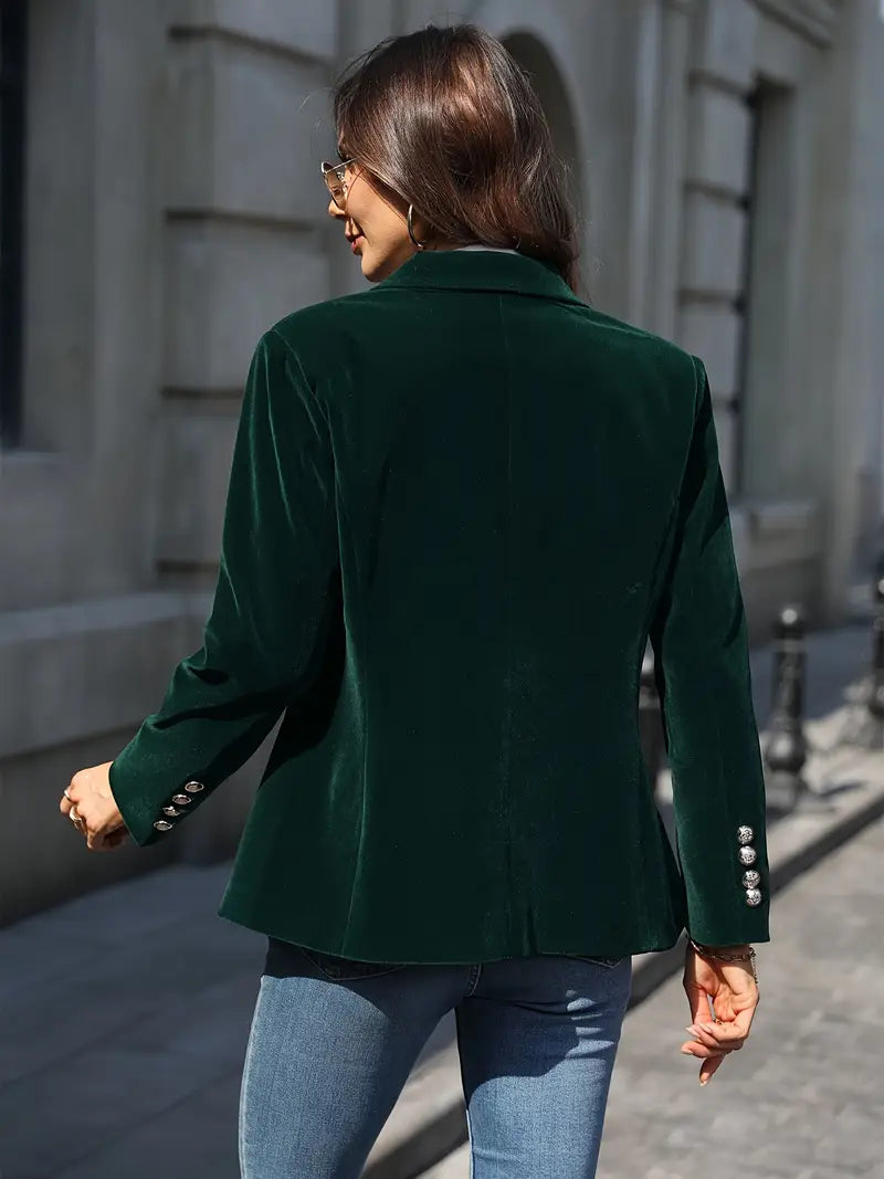 Women’s Blazer – Tailored Fit – Velvet Finish – Single-Breasted with Notched Lapels