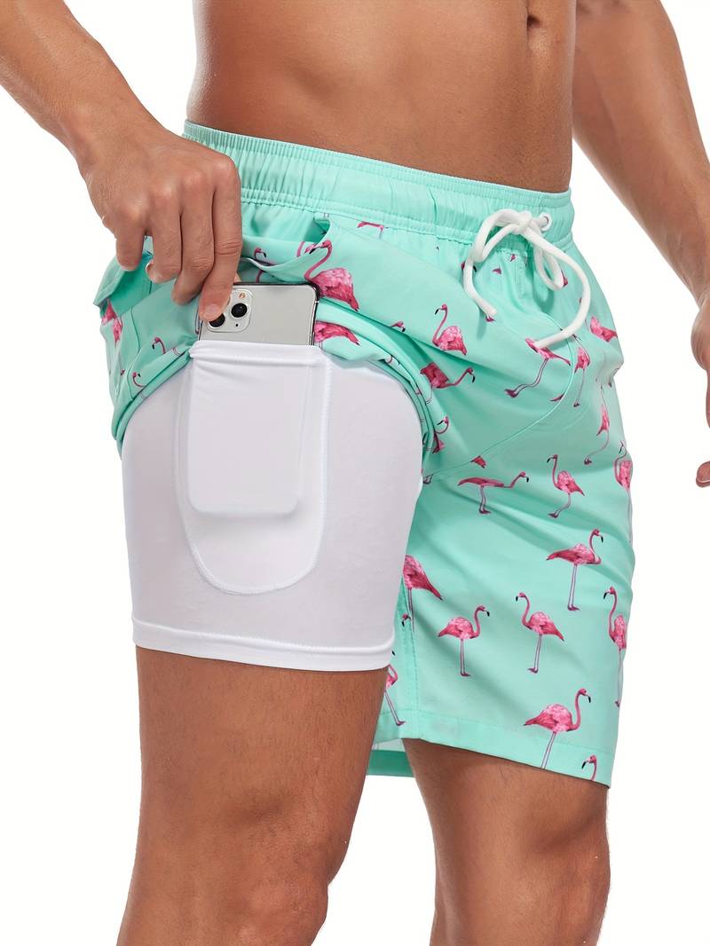 Men’s Beach Shorts – Relaxed Fit – Quick-Dry Breathable Blend – Inner Liner – Pockets